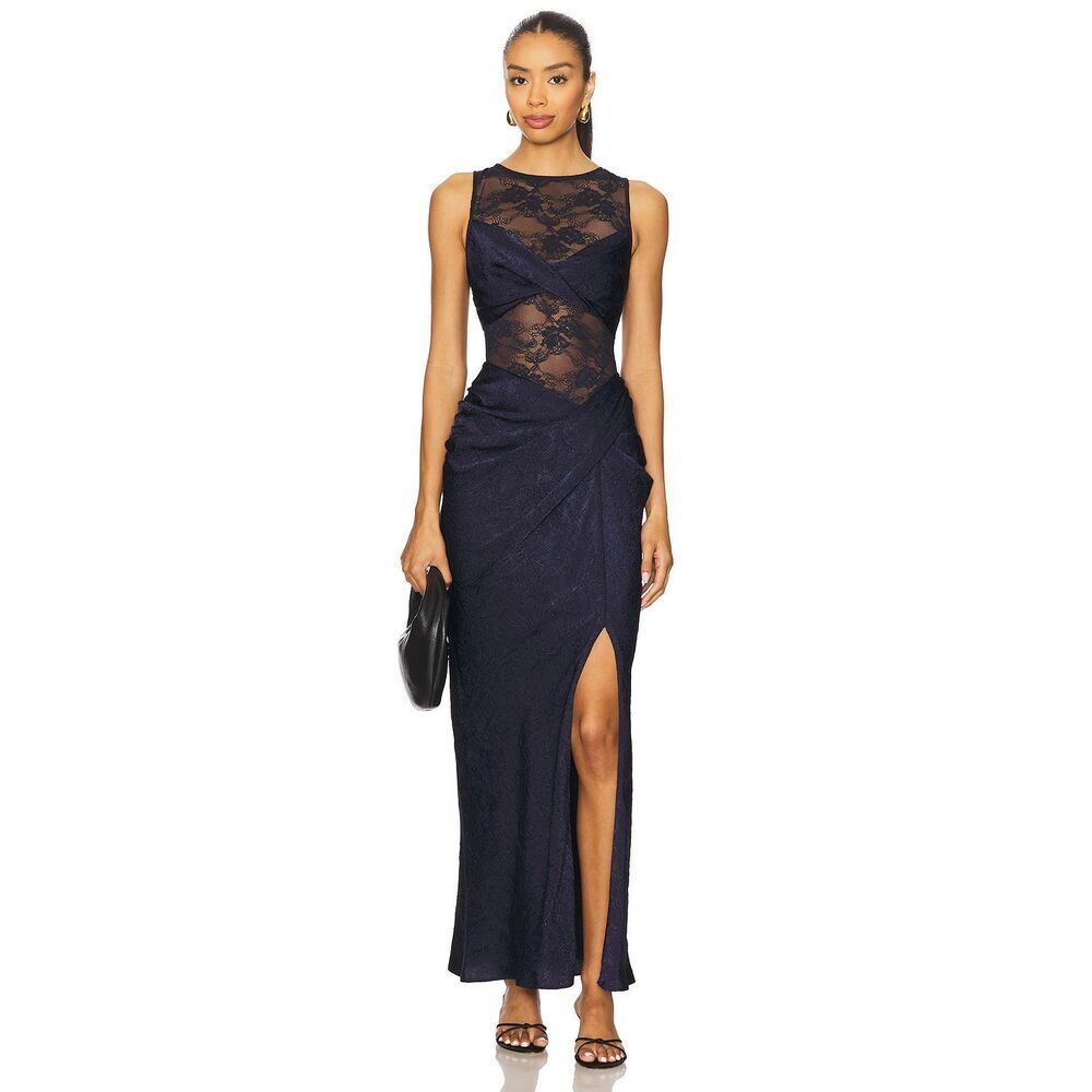 $320 NWT’s Significant Other Nida Sleeveless Sheer Lace Maxi Dress Navy Size 8